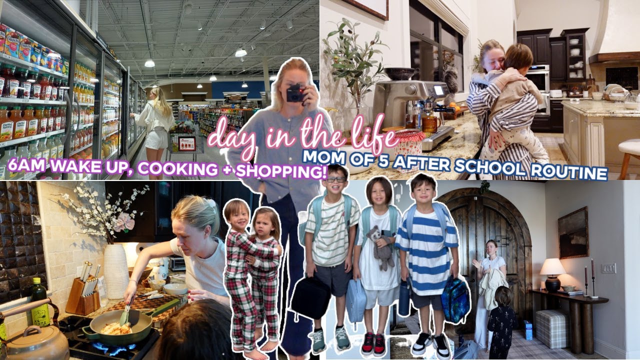 mom of 6 after school routine, 6am wake up, shopping + cooking! day in the life