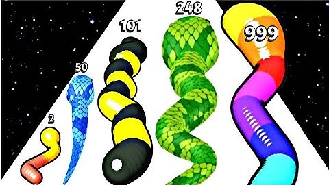 Snake Run Race vs Gummy Worm - New Update! Color Math Games (Level Up Snake,Run Game)