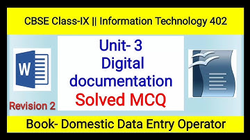 Unit 3 Digital Documentation || Class 9 IT 402 || Solved MCQ