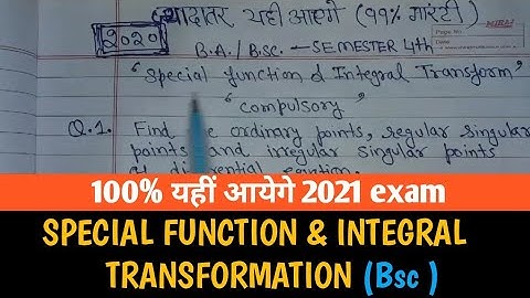 Special function integral transformation bsc Mathematics most important question paper 2021 Cdlu MDU