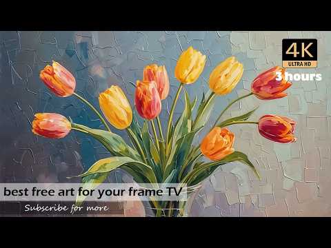 Tulip Bouquet Digital Art | 4K Frame TV Ambient Display