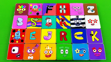 Looking for Numberblocks, Alphablocks SLIME with Square Colorful Mix! Satisfying ASMR Videos