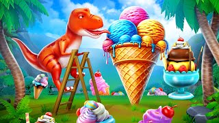 Dinosaurs Enjoying Ice Creams - Jurassic Land's Summer Spectacle of Ice Cream Feasting!
