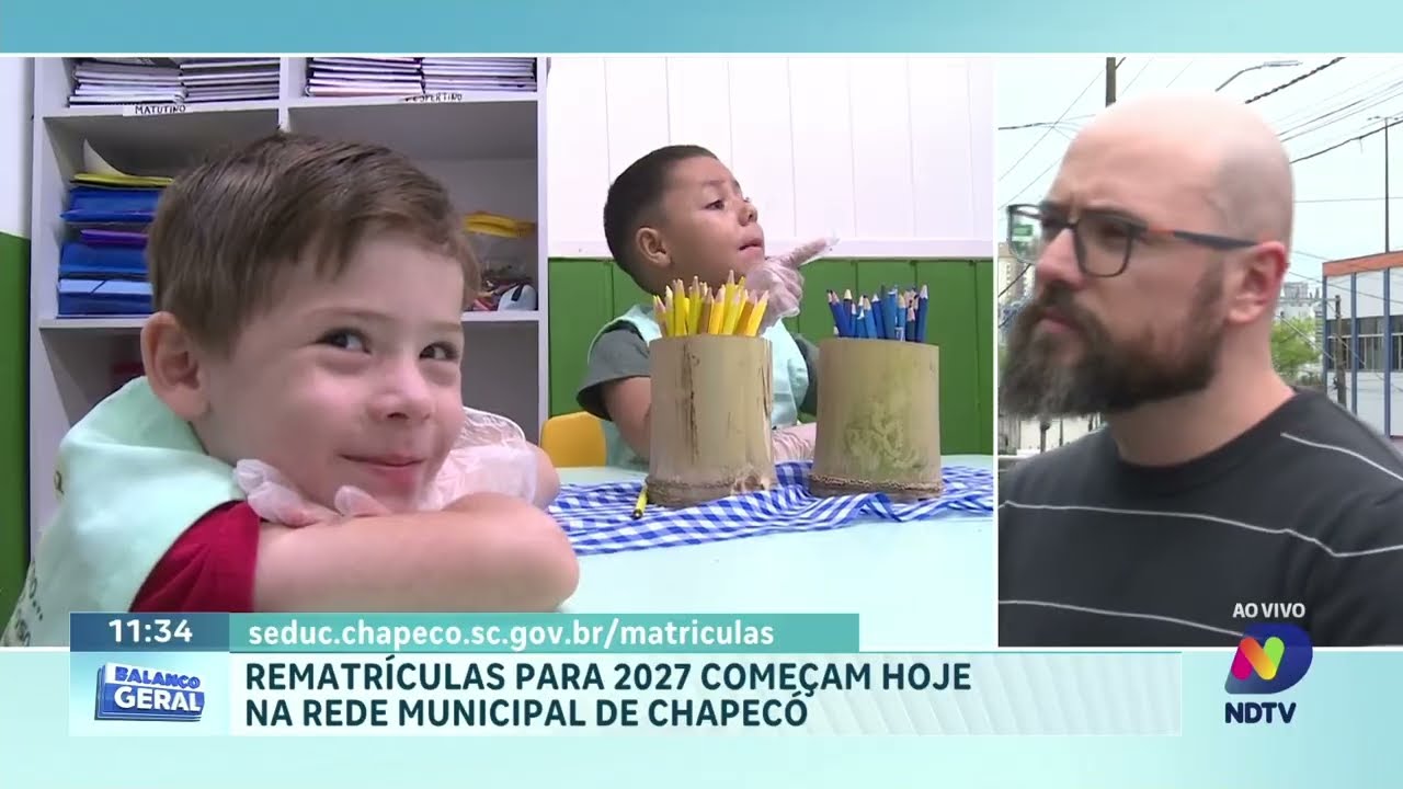 REMATRÍCULAS 2027: Chapecó inicia renovação de vagas na rede municipal