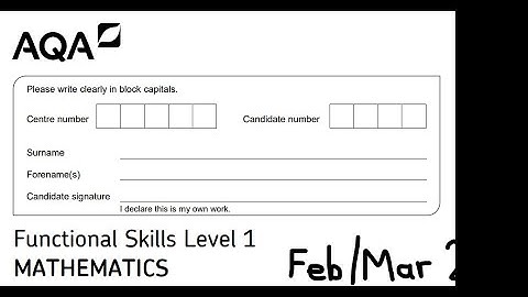 Functional Skills Maths L1 Feb2020 AQA