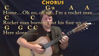 Miniatura del video "Rocket Man (Elton John) Strum Guitar Cover Lesson with Chords/Lyrics - Capo 3rd"