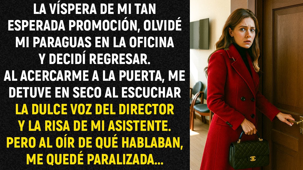 La víspera de mi tan esperada promoción, olvidé mi paraguas en la oficina y decidí regresar...