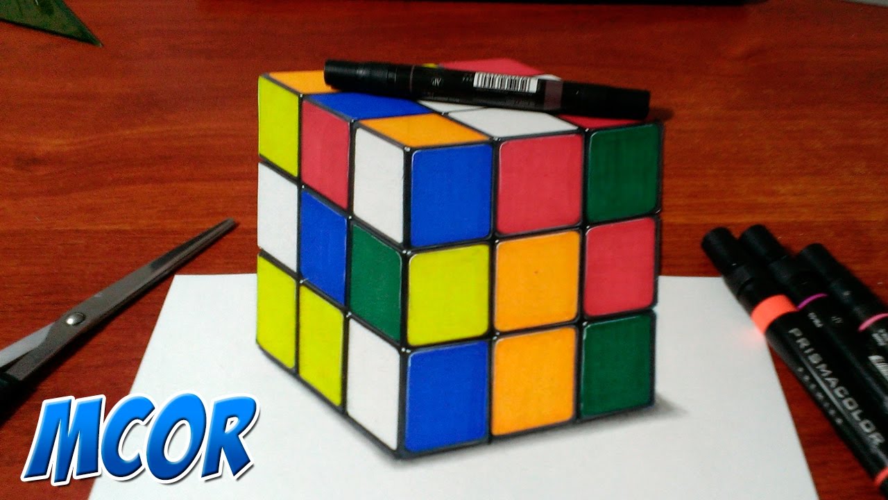 Cubo De Rubik Dibujo Dibujando el Cubo Rubik en 3D - YouTube