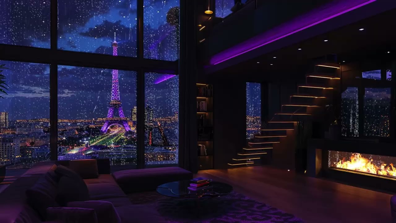 Stormy Rain Piano Night | Crackling Fireplace Sounds for Deep Sleep and Stress Relief ASMR