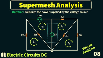 Electric Circuit DC | Supermesh Analysis | Solved Problem 8