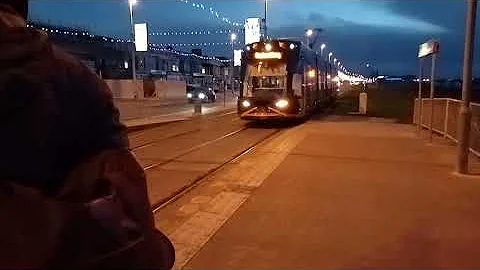 Tram arrives at st chads road tram stop this evening 2.12.25.