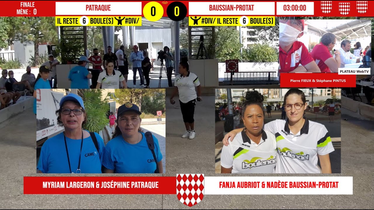 Miniature : Finale PATRAQUE vs BAUSSIAN-PROTAT : National à pétanque doublette féminin de Monaco 2021