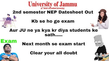 DATE SHEET OF 2ND SEM (NEP) FOUR YEAR EXAM (NEP)- 2022-23 New Updates of Jammu University #new