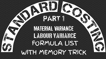 CMA INTER|STANDARD COSTING-PART 1|FORMULA LIST|By #Bikash