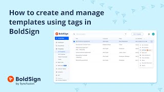 How to Create and Manage Templates Using Tags in BoldSign