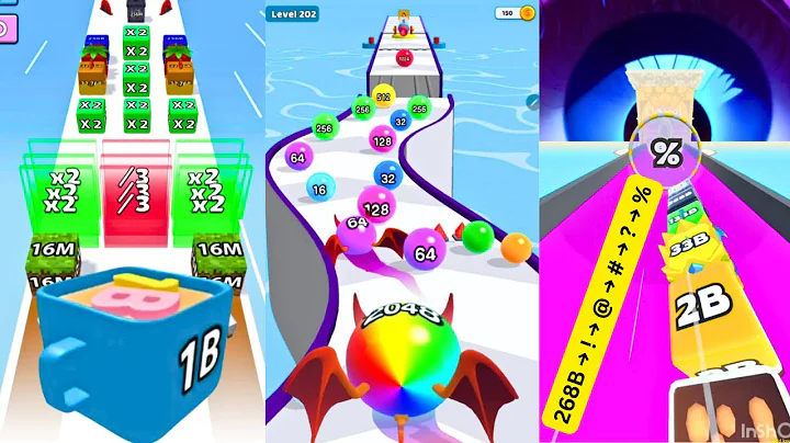 Jelly Tube Run 2048 (268B → ! → @ → # → %) vs Number Ball Race and Merge 3D vs Jelly Merge Run 2048