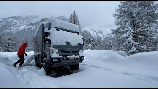 Trapped in April Winter Storm at 2000m in the Swiss Alps with my 4x4 Expedition Vehicle