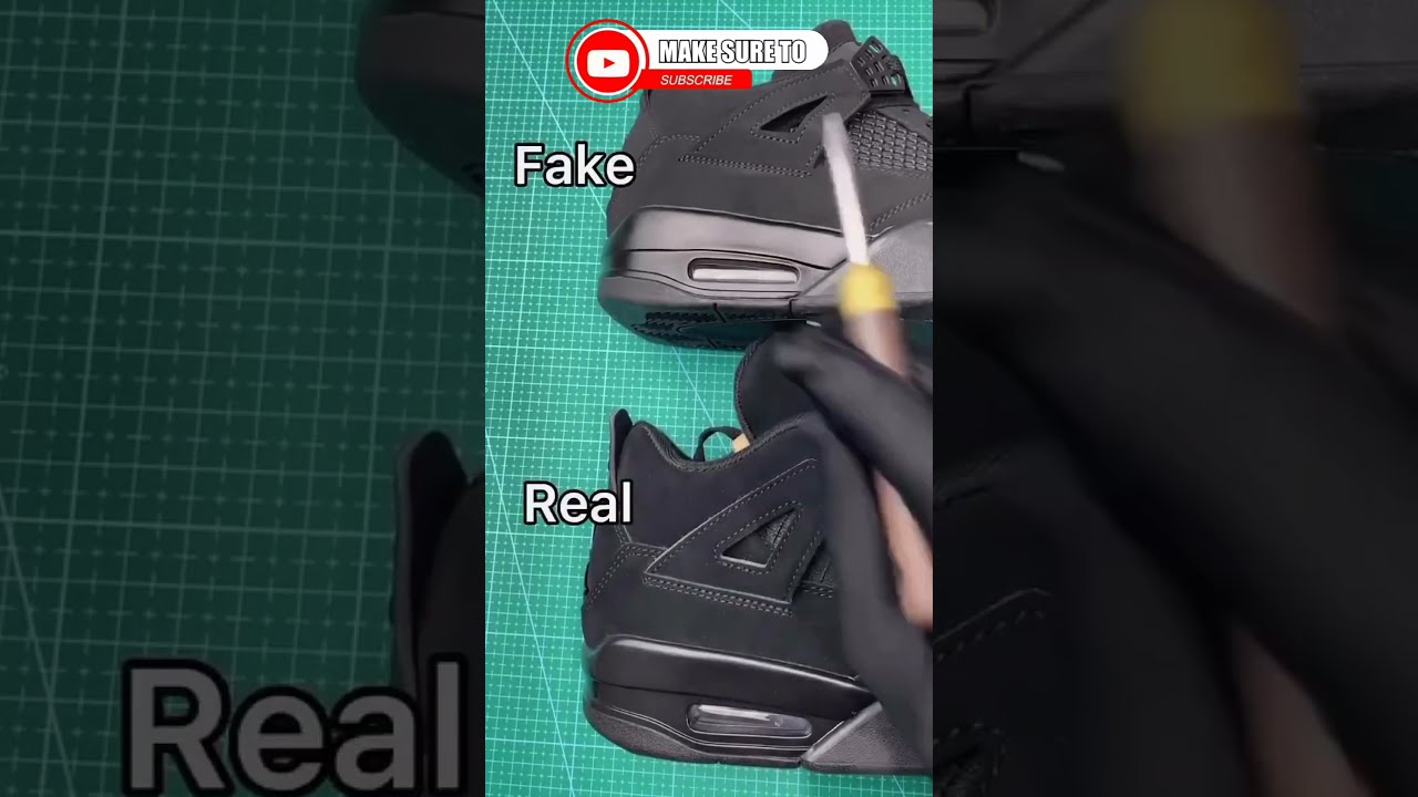  Real Vs Fake Air Jordan 4 Retro Black Cats