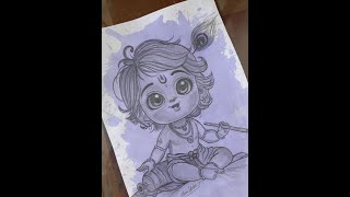Cute Krishna Sketch 🤗 // Robin #drawing