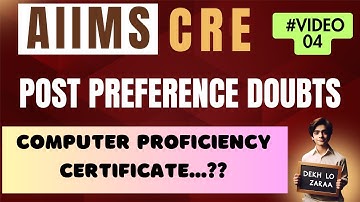 Video 04 - Computer Proficiency Certificate | AIIMS CRE Post Preference | Telegram Live Discussion