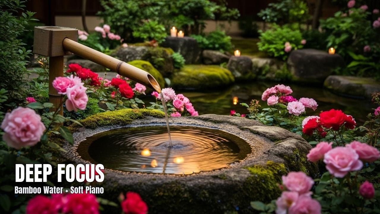 Deep Focus for Work & Study: Bamboo Water + Soft Piano (No Lyrics) • Live Soundscape