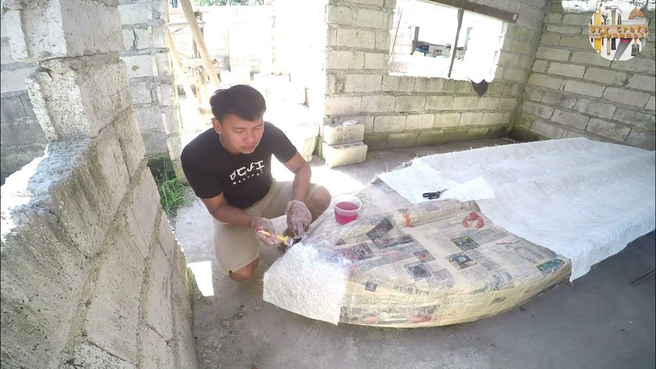 DIY Styrofoam kayak Ep4 Top and bottom FiberGlassing YouTube