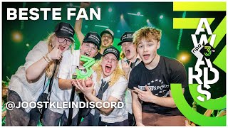 @joostkleindiscord wint allereerste Beste Fan Award | 3FM Awards 2024 | NPO 3FM