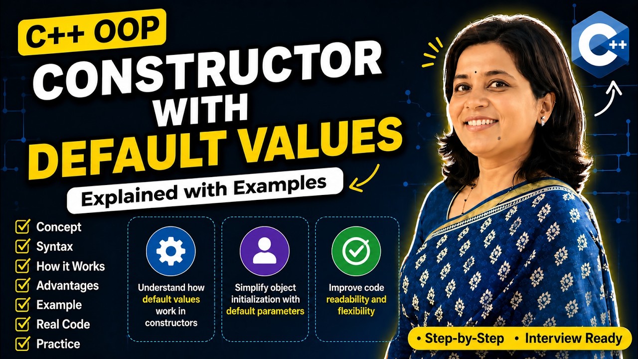 Constructor with Default Values in C++ | Default Arguments in Constructors | C++ Tutorial Beginners