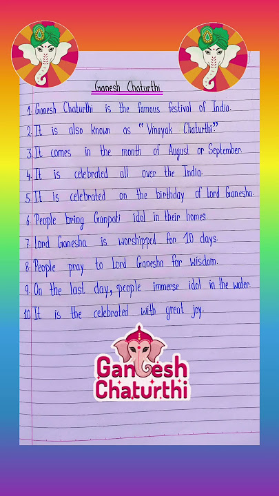 10 lines on Ganesh chaturthi #trending #handwriting #english
