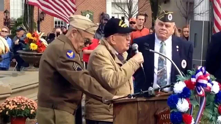 WWII vet Harold Angle talks about being shot by Ge...