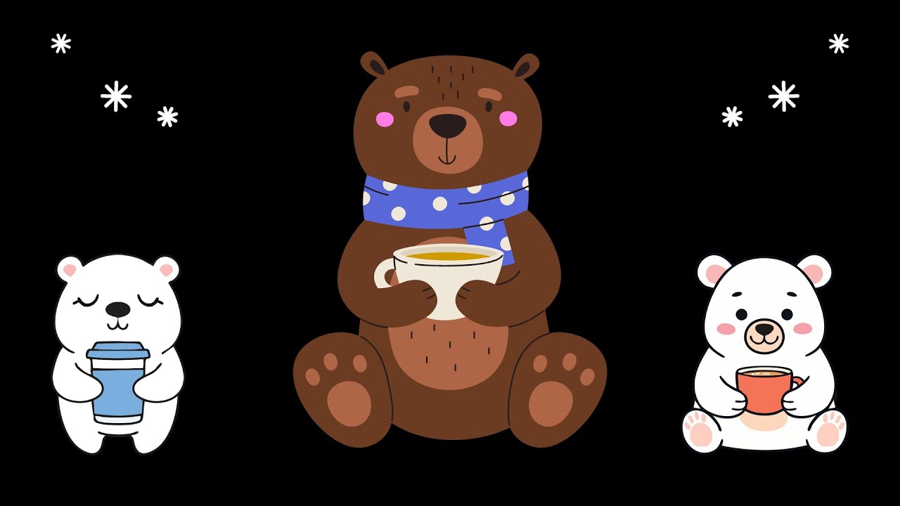Baby Visual Sensory | Cozy Winter Bears with Gentle Motion on Black Background