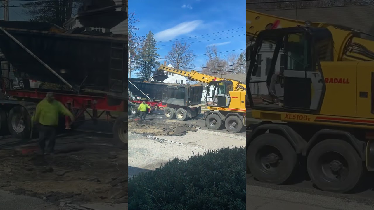 Time lapse, heavy construction, tearing up pavement ￼