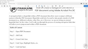 Creating navigation links in a PDF document using Adobe Acrobat DC | Pixascene