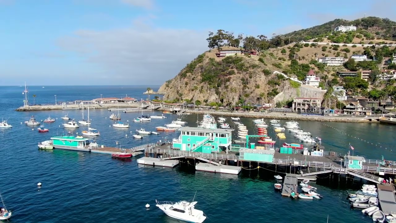 Aerial view of Avalon harbor, Catalina Island in 4k | Unwind Free Stock Videos