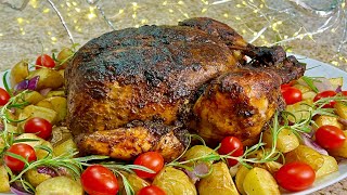 Pollo Al Horno Estilo Adobo Mexicano. Las Posadas Navidad.