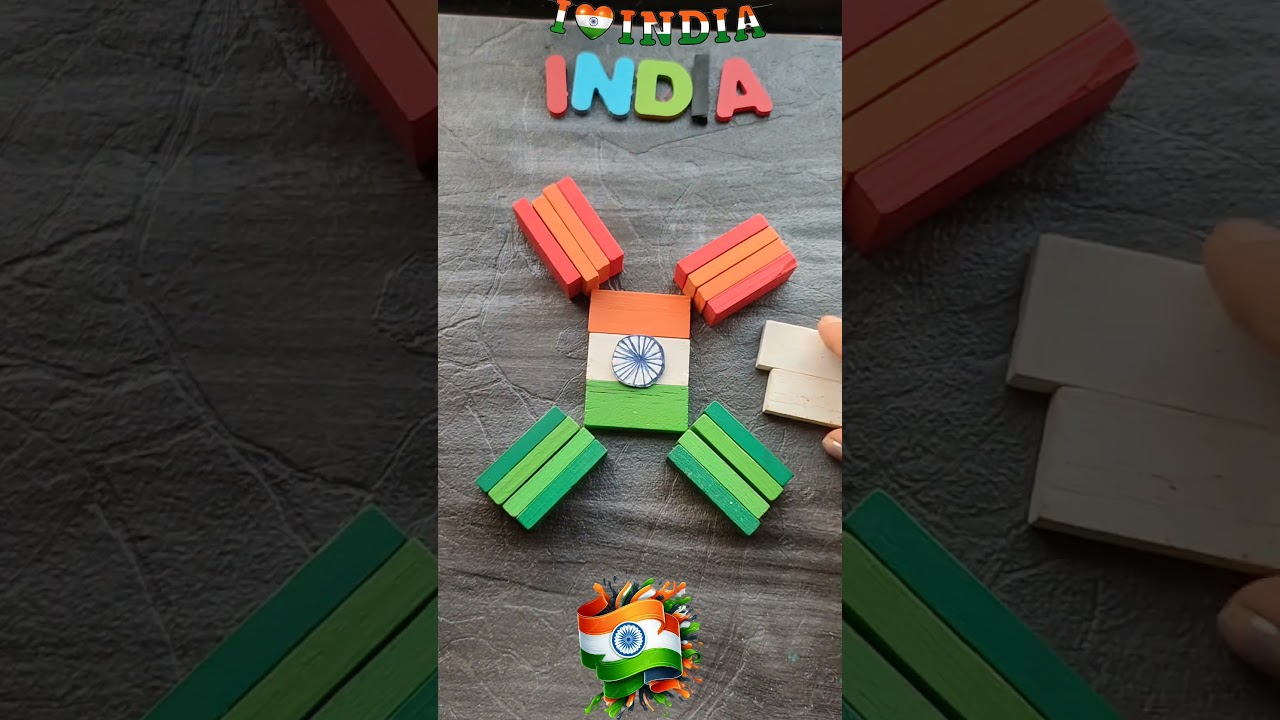 wooden dominos blocks flag 🇮🇳/republic day/independence day special/15August