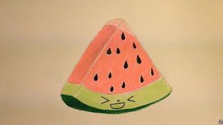 kawaii watermelon draw cartoon drawn drawing pencil popular