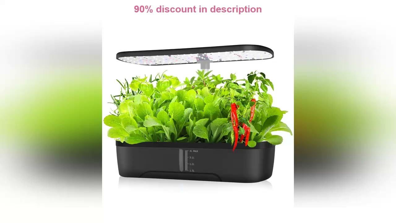 #12 Pods Hydroponics Growing System, Herb Garden Kit Indoor Adjustable Height with Automatic Timer