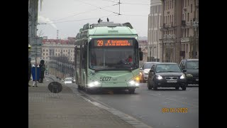 Минск, поездка в троллейбусе БКМ-32100Д, парк.№ 5027, марш.22 (10.12.2023)