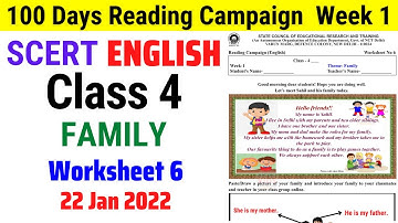 SCERT Class 4 English Week 1 Worksheet 6 | Class 4 Reading Campaign Week 1