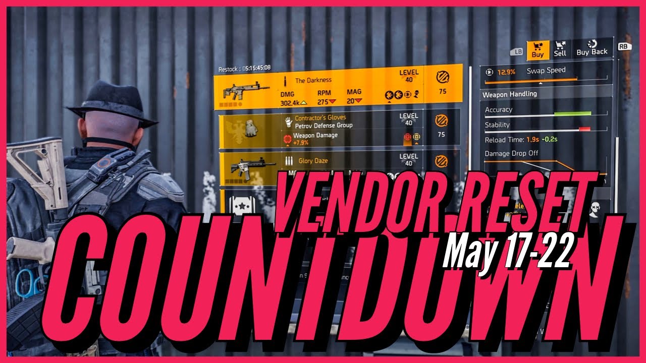 The Division 2 | Countdown Vendor Reset Weekly | Tu15 - YouTube