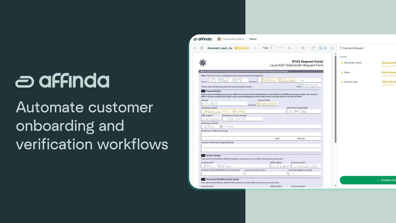 Automate Customer Onboarding & Verification Workflows | Affinda Demo for Insurance & Lending