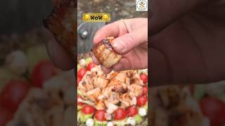 Stream-side Salmon Tikka in the Wild! 🐟🔥 #shorts #wildcooking #food #riverfishing #river