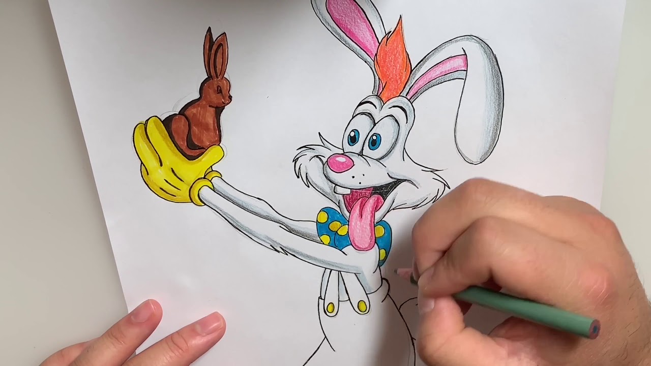 Speed Drawing Roger Rabbit with Chocolate Bunny.