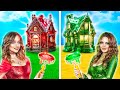 Emerald Girl vs Ruby Girl in Real Life! ONE COLORED HOUSE CHALLENGE