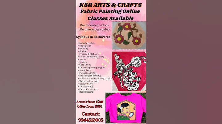 Fabric Painting Online Classes available at affordable price @1000 contact@9944512005