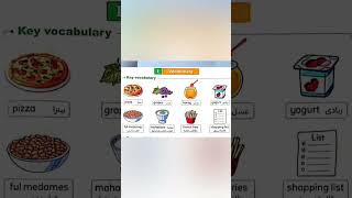 تعلم معني كلمة (بيتزا-عنب-عسل-زبادي-فول-مهلبية-بطاطس مقلية) باللغة الأنجليزية