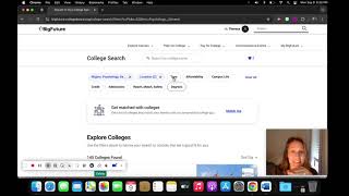 Using the college search function on Collegeboard