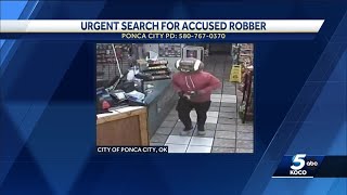 Ponca City police search for suspect wearing football-head mask during robbery