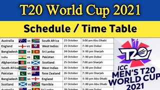 ICC T20 World Cup 2021 Schedule Time Table | ICC T20 World Cup 2021 Live Match